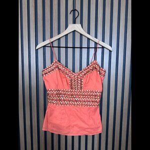 Boston Proper Top 2 / S Womens Pink Sequin Embellished Detail Spaghetti Strap
